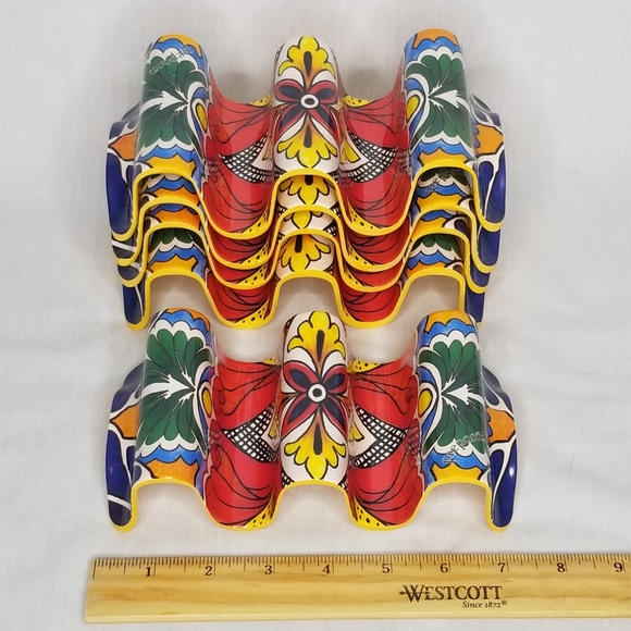 Prepara Multi Taco Holders Melamine Yellow/Mexican Print Set of 5 - Picture 6 of 7